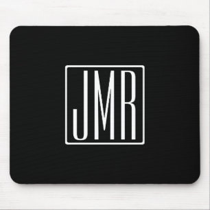 Tapis De Souris 3 Initiales Monogramme Noir & Blanc (ou couleur