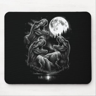 Tapis De Souris 3 T Rex rugissant vers la Lune Vinta style rétro d
