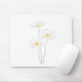 Tapis De Souris 3 white cosmos flowerwerink and watercolor (Avec souris)