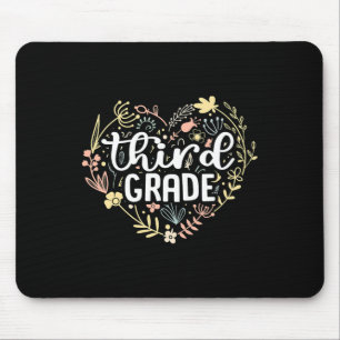 Tapis De Souris 3e 3e année Coeur floral Retour à l'école