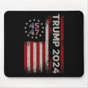 Tapis De Souris 47 Trump 2024 Drapeau américain (sur le dos) 1
