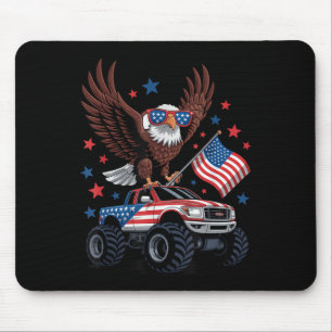 Tapis De Souris 4 juillet Aigle Bald Sur Le Camion Monster Drapeau