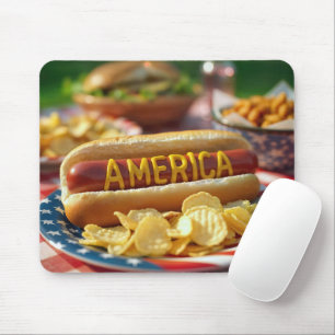 Tapis De Souris 4 juillet américain Hot Dog