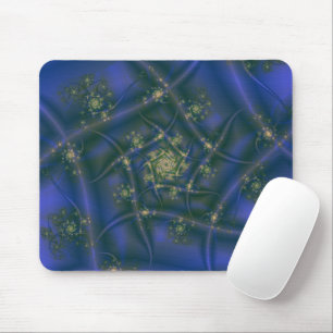 Tapis De Souris 4 juillet Art fractal bleu et jaune