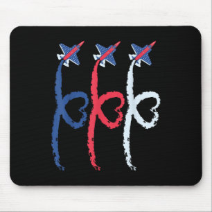 Tapis De Souris 4 juillet avion Coeur de combat patriotique Usa F