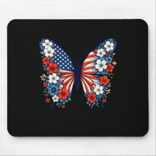 Tapis De Souris 4 juillet Beurre mignon Fleur Rouge Blanc Bleu U
