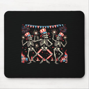 Tapis De Souris 4 juillet Danser Skeletons Drôle Patriotique Homme