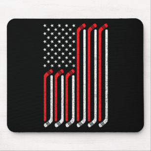 Tapis De Souris 4 juillet Hockey Stick USA Drapeau Patriotique Hoc