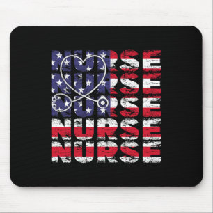 Tapis De Souris 4 juillet Infirmière Américaine Drapeau Infirmière