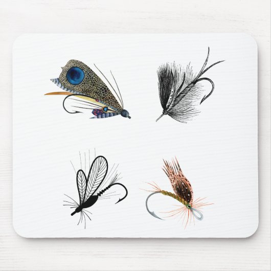 Tapis De Souris 4 Mouches De Pêche Sèche. Sportsmans Outdoorsmen (Devant)