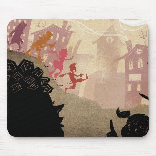 Tapis De Souris 4 petits monstres - marchant par la ville (Devant)