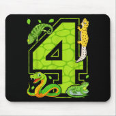 Tapis De Souris 4th Birthday Snake Lizard Reptile 4 Year Old Party (Devant)