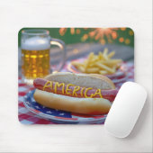 Tapis De Souris 4th of July Hot Dog With Beer (Avec souris)