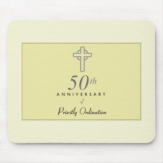 Tapis De Souris 50e anniversaire du prêtre avec croix bossée (Devant)