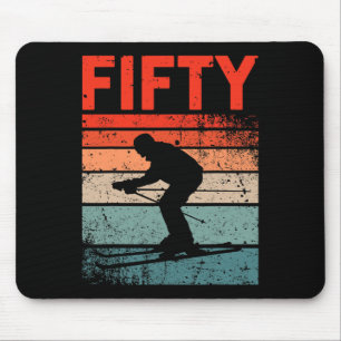Tapis De Souris 50e anniversaire Rétro Ski Skiing Homme Femme 50 A