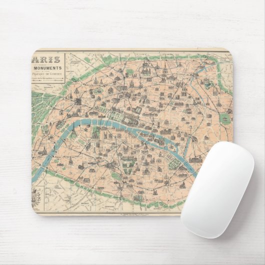 Tapis De Souris 5406-Paris Ses monuments carte à plat (Avec souris)