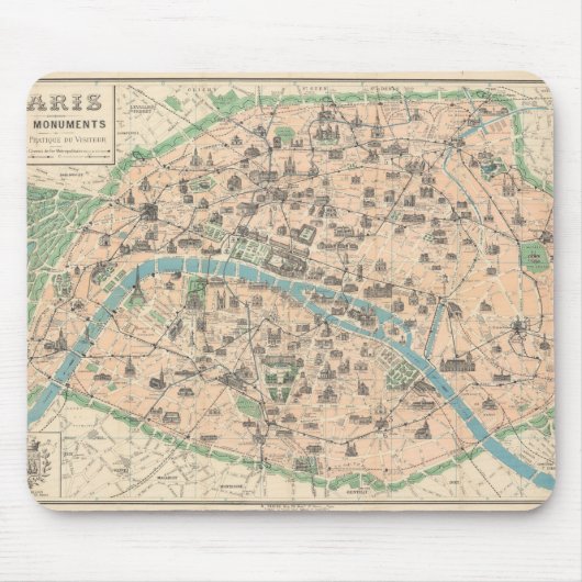 Tapis De Souris 5406-Paris Ses Monuments carte plane (Devant)
