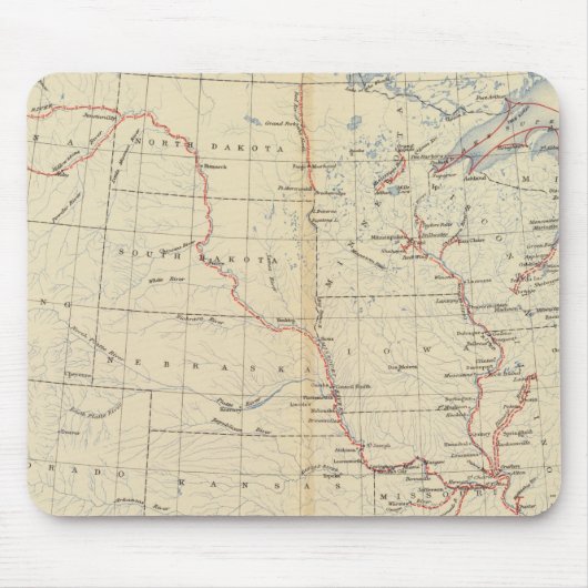 Tapis De Souris 59 rivières navigables, routes 1890 (Devant)