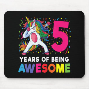 Tapis De Souris 5e anniversaire Dabbing Unicorn Party Cadeau 5 ans