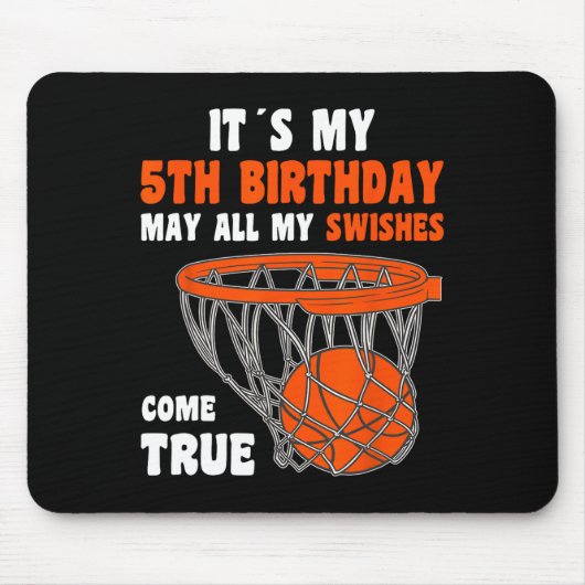 Tapis De Souris 5year old Happy 5th Birthday Basketball 5th Birthd (Devant)