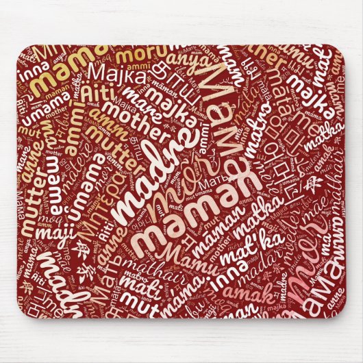 Tapis De Souris 60 mots pour 'Mère' dans différentes langues (Devant)