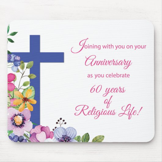 Tapis De Souris 60e Anniversaire, Nun, Religious Life Cross (Devant)