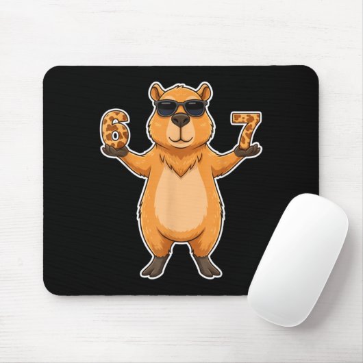 Tapis De Souris 67 Capybara Sungles Gen Alpha Slang Funny Six Seve (Avec souris)