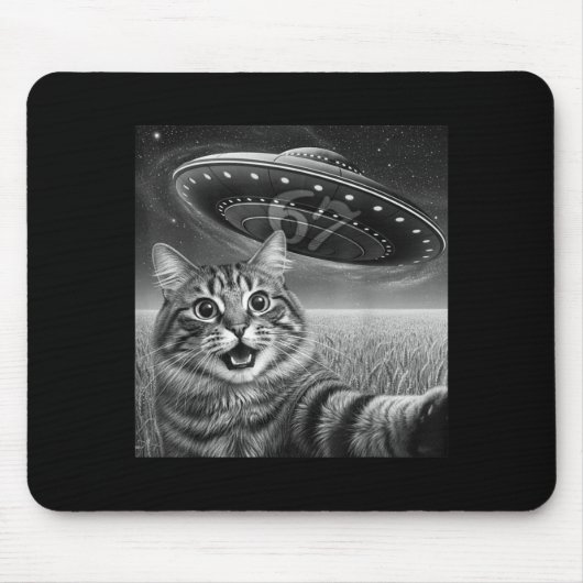 Tapis De Souris 67 Cat Selfie With Alien Ufos Funny Cat Six Seven (Devant)