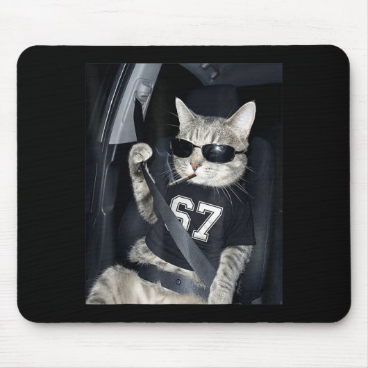 Tapis De Souris 67 Cat Wearing Sungles Gen Alpha Smoking Cat  (Devant)