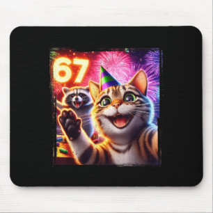 Tapis De Souris 67 Chat Mème Raton Laveur Nouvel An Selfie Drôle A