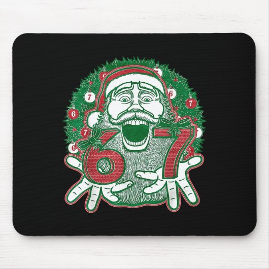 Tapis De Souris 67 Christmas Funny Six Seven Meme Brainrot Santa C (Devant)