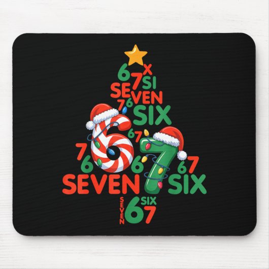 Tapis De Souris 67 Christmas Tree Candy Cane Holiday Six Seven Mem (Devant)