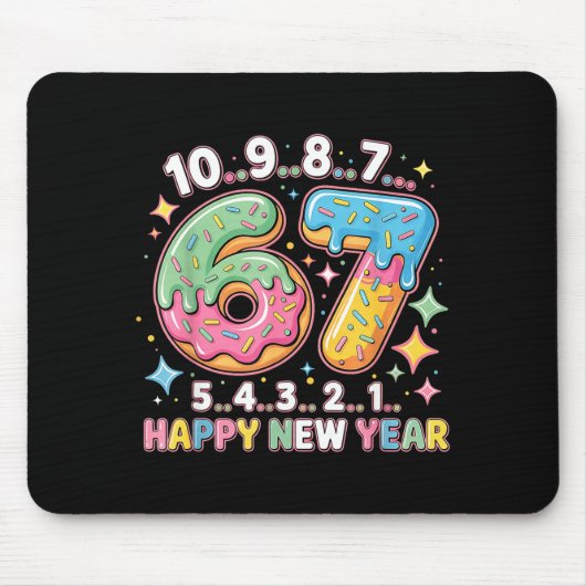 Tapis De Souris 67 Countdown Happy New Year 2026 Funny Donut Numbe (Devant)