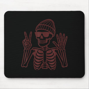 Tapis De Souris 67 Halloween Squelette Signe de Paix Drôle Mème Si
