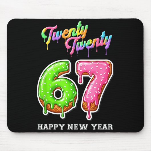 Tapis De Souris 67 Happy New Year's Eve Six Seven Funny 2026 Brain (Devant)