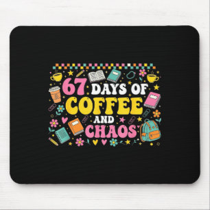 Tapis De Souris 67 Jours D'école Amateur De Café Enseignants Rétro