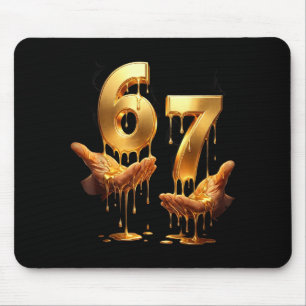 Tapis De Souris 67 Mains Six Sept 6 7 Or Dégoulinant Adolescents G