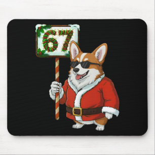 Tapis De Souris 67 Meme Drôle Six Sept Noël Corgi Chien Amoureux