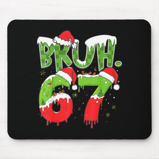 Tapis De Souris 67 Meme Six Seven Bruh Drôle Nombre Noël  (Devant)