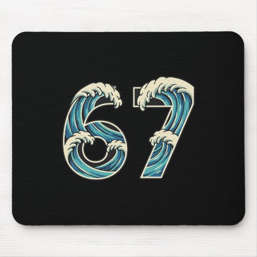 Tapis De Souris 67 Meme Six Seven Génération Alpha Argot Wave Surf (Devant)