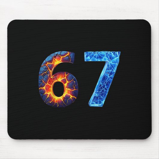 Tapis De Souris 67 Numéro Feu Glace Drôle Six Sept Mème 6 7 (Devant)