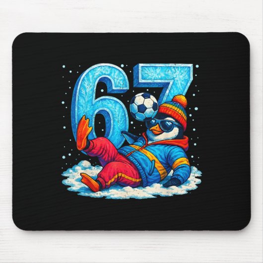 Tapis De Souris 67 Penguin Soccer Funny Winter Meme Gift (Devant)