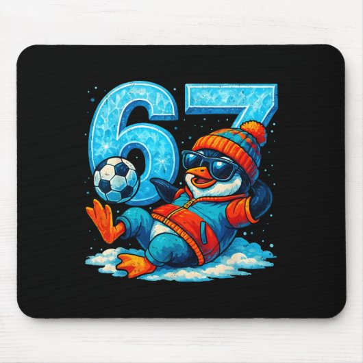 Tapis De Souris 67 Penguin Soccer Funny Winter Meme Gift (Devant)