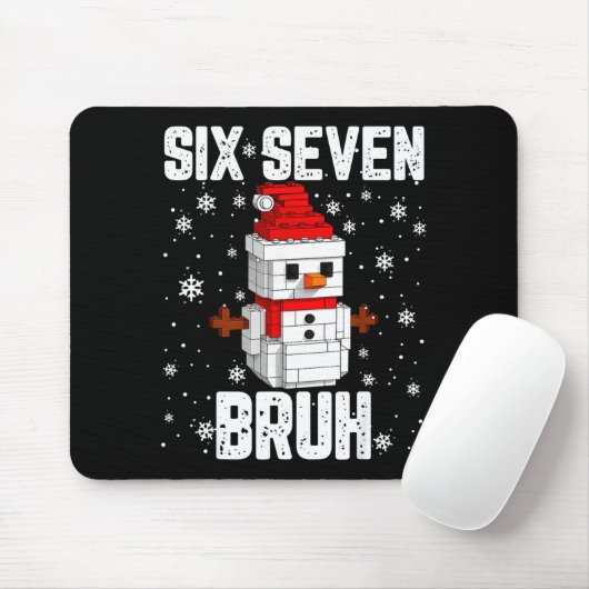 Tapis De Souris 67 Six Seven Bruh Snowman Building Blocks Christma (Avec souris)