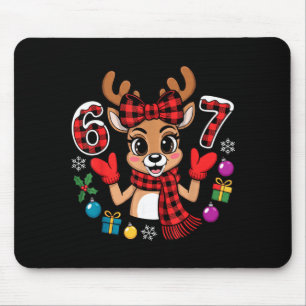 Tapis De Souris 67 tenue de Noël femme mème renne six sept