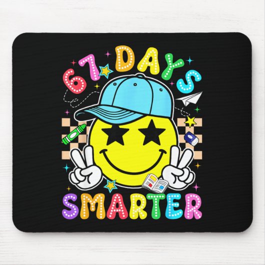 Tapis De Souris 67th Day Of School 67 Days Smarter Teacher Boy Gir (Devant)