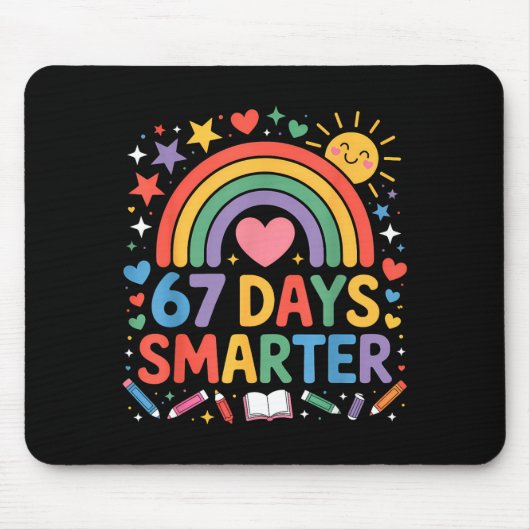 Tapis De Souris 67th Day Of School Meme 67 Days Smarter Rainbow Ki (Devant)