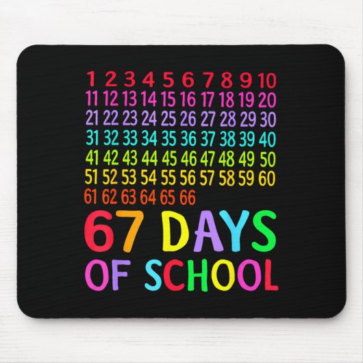 Tapis De Souris 67th Day Of School Teacher Kids 67 Math Numbers 10 (Devant)