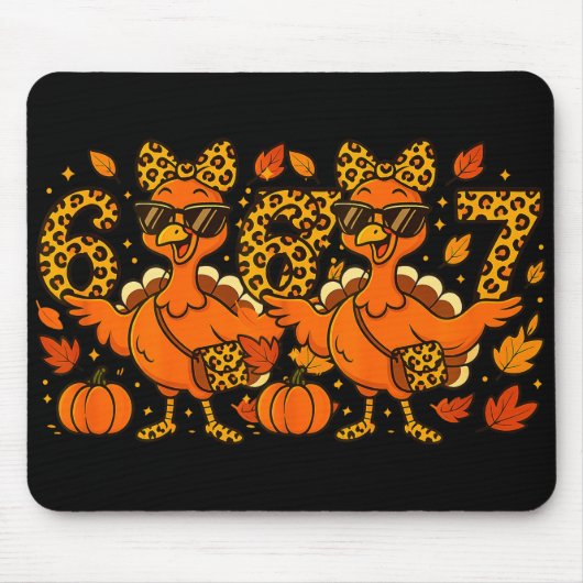 Tapis De Souris 6 7 Thanksgiving Funny Leopard Bow Turkey Six Seve (Devant)