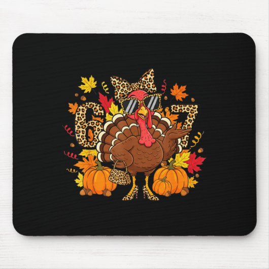 Tapis De Souris 6 7 Thanksgiving Funny Leopard Bow Turkey Six Seve (Devant)